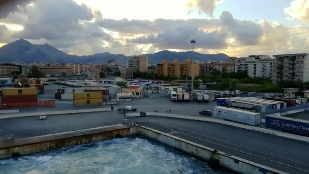 Puerto Palermo Visto Desde Mar Atardecer — Vídeos de Stock