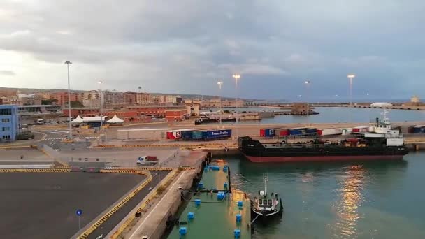 Civitavecchia Hamn Gryningen Från Havet — Stockvideo