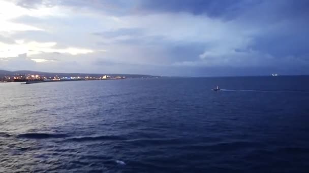 Puerto Civitavecchia Amanecer Tomada Del Mar — Vídeos de Stock