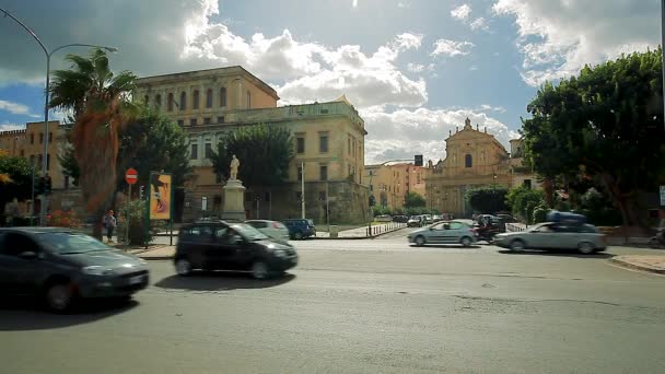 Foro Italico Palermo Con Vista Del Tráfico Movimiento Vida Ciudad — Vídeo de stock