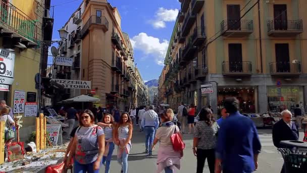 Maqueda Palermo Mostrando Movimento Das Pessoas Longo Curso — Vídeo de Stock