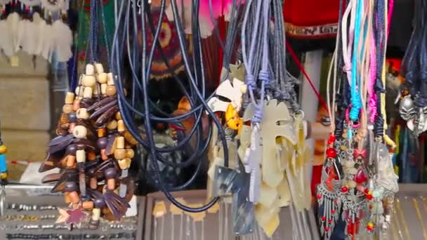 Necklaces Sale Market Stall — Stock Video