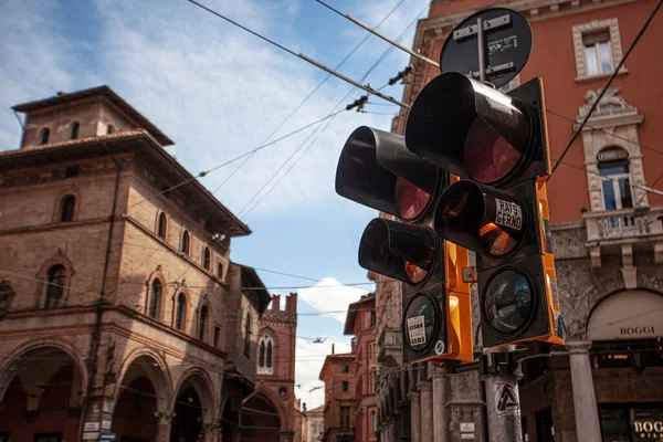 Bologna Italia Junio 2020 Semáforo Centro Histórico — Foto de Stock