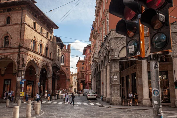 Bologna Italia Junio 2020 Semáforo Centro Histórico — Foto de Stock