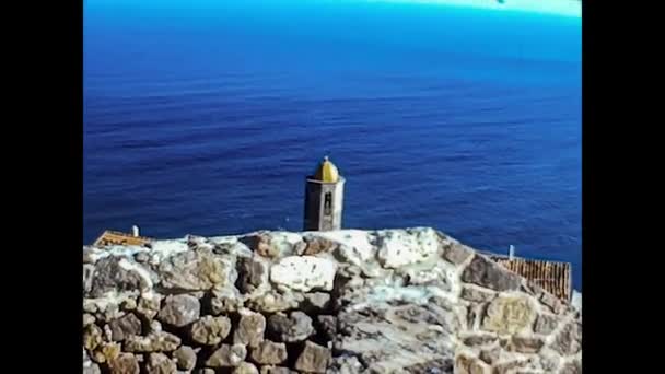 ALGHERO, ITALY 1974: View of sea and rocky coast in Alghero 4 — Stock Video