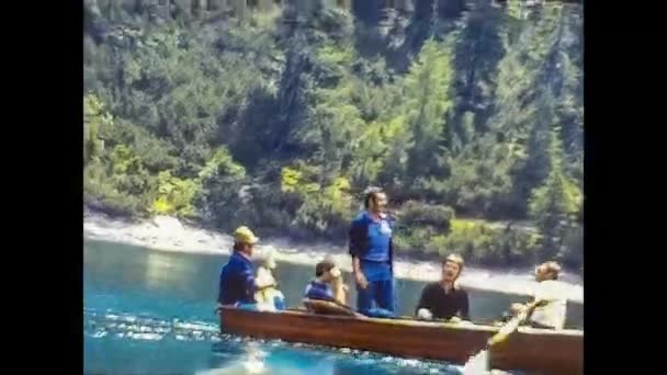 BRAIES, ITALY 1974: Dolomites summer landscape in Braies, 1974 — 비디오