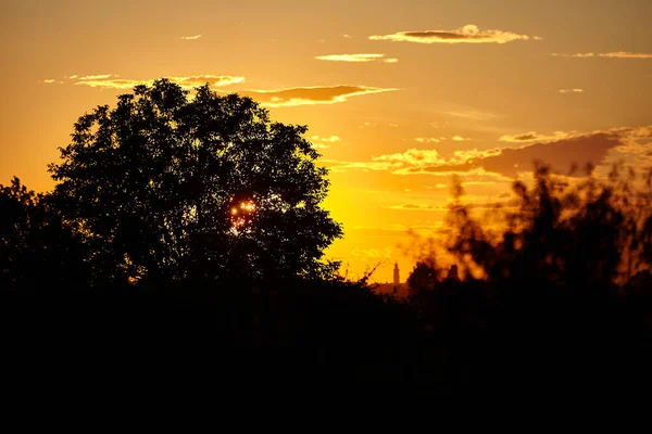 Beau Paysage Campagne Dans Nord Italie Coucher Soleil — Photo