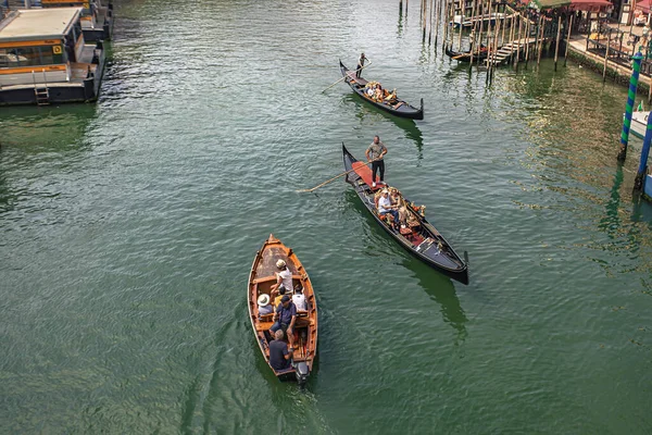 Venice Italy July 2020 Gondolas Venice Canal — стокове фото