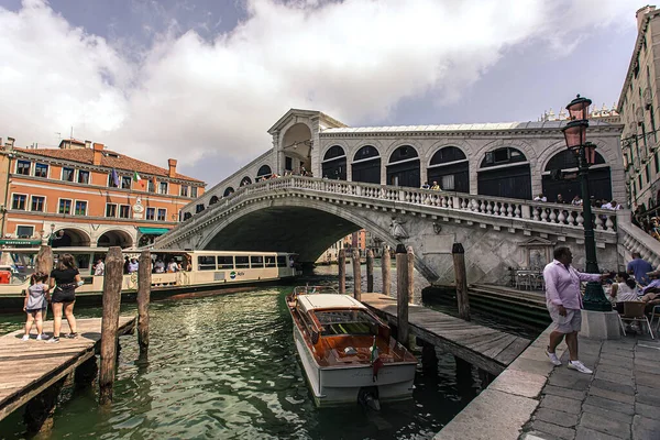 Venice Italy July 2020 Three Quarter Rialto Bridge Venice — стокове фото