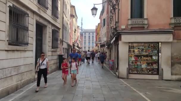 Mensen wandelen in Venetië steegje 2 — Stockvideo