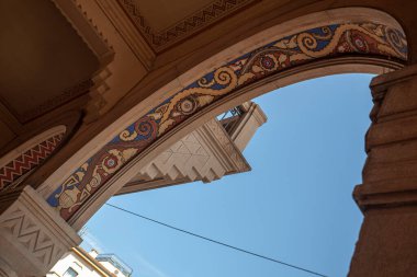 İtalya, Padova 'daki eski tarihi binanın mimari detayları