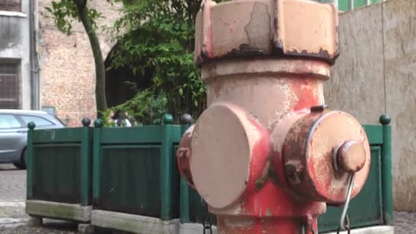 Detalle de una torre en el centro de Rovigo en Italia — Vídeos de Stock