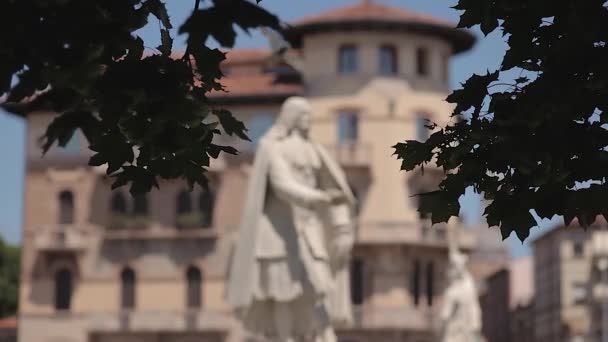 Padua 2 'deki Prato della Valle' de bir heykelin görüntüsü — Stok video