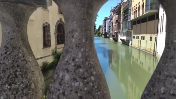 Historische Häuser am Fluss in Padua, Italien 4 — Stockvideo