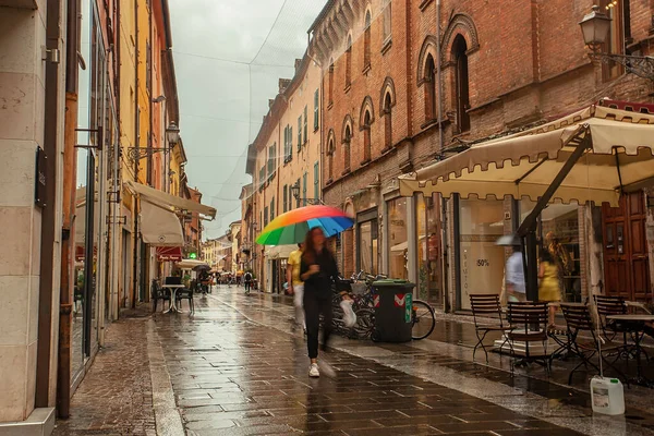 Ferrara Italië Juli 2020 Evocatief Uitzicht Een Straat Het Historische — Stockfoto