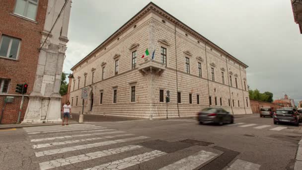 意大利费拉拉Palazzo dei Diamanti的时间推移 — 图库视频影像