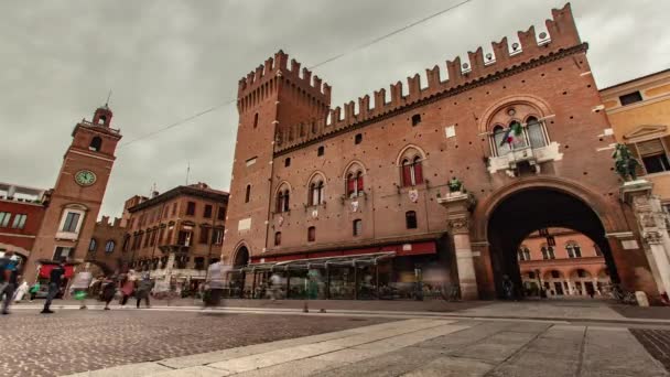 Time Lapse of View of Piazza del Municipio in Ferrara, Italy — 비디오