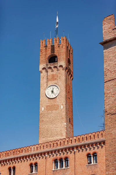 Clock Tower Torre Civica Italian Treviso Italy Sunny Day — Stock Photo, Image