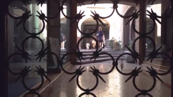 People walking in Treviso alley in Italy 2 — Stock Video