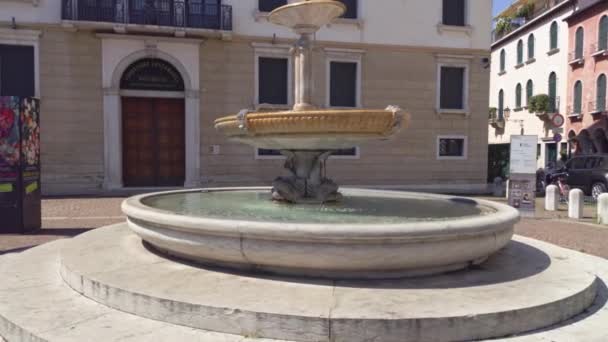 Antigua fuente de mármol en Treviso — Vídeo de stock