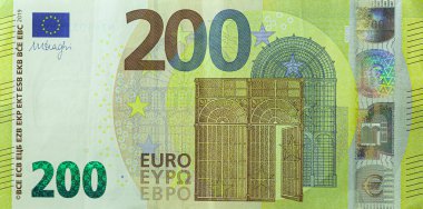 200 Euro 'nun izole edilmiş görüntüsü. Yeni model, ön tarafta.