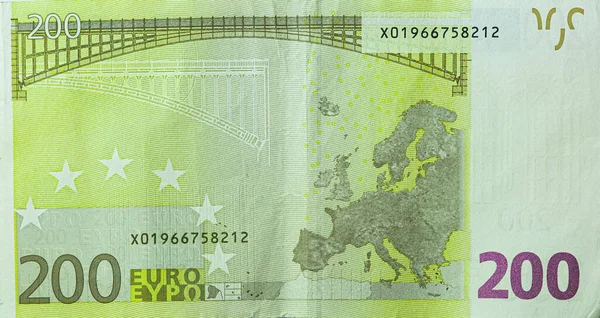 Isolerad Bild Tvåhundra Euro Sedel Gammal Modell Bakre Sidan — Stockfoto