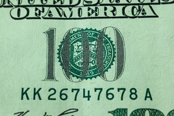 One Hundred Dollar Bill Macro Detail Front Side — Stock Photo, Image