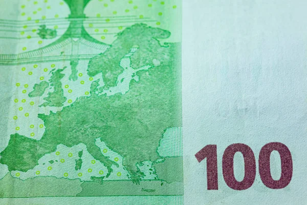 欧州地図は100ユーロ札の裏側に感銘を受けました — ストック写真