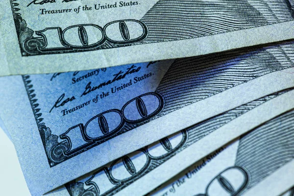 100 Dolarowy Banknot Makro Szczegół Przedniej Strony — Zdjęcie stockowe