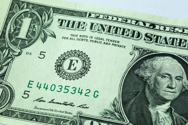 Ένα Δολάριο Μακροεντολή Λεπτομέρεια Νομοσχέδιο Της Μπροστινής Πλευράς — Φωτογραφία Αρχείου