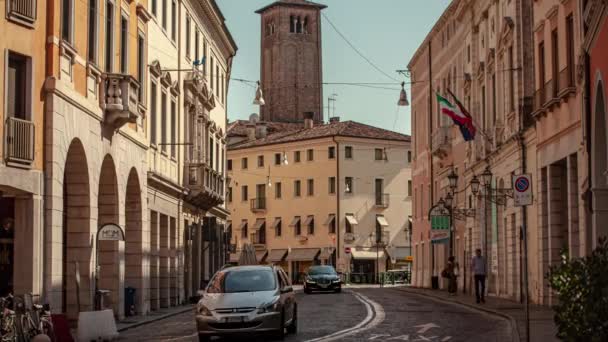 Time Lpase of Landscape of buildings in Treviso in Italy — Stock Video