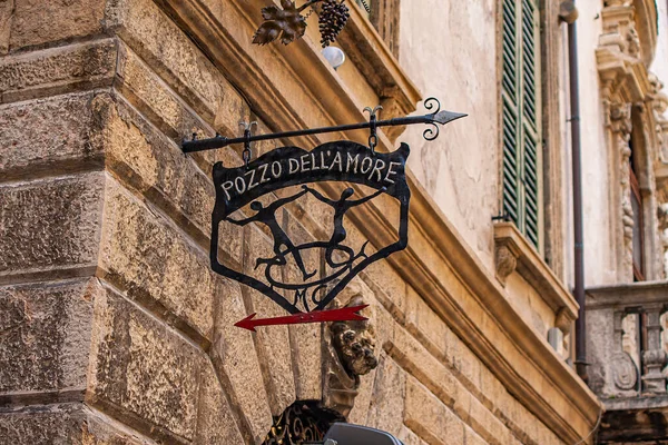 Verona Itálie Září 2020 Stará Ručně Vyrobená Cedule Veroně — Stock fotografie