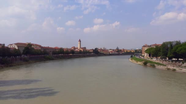 Adige river landscape view in Verona 2 — Stock Video