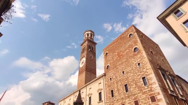 Lamberti tower detail in verona — Stock Video