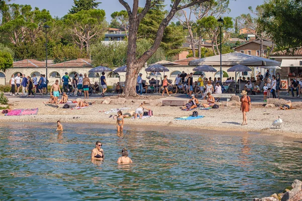 Lazise Talya Eylül 2020 Lazise Deki Plajın Detayları Garda Gölü — Stok fotoğraf