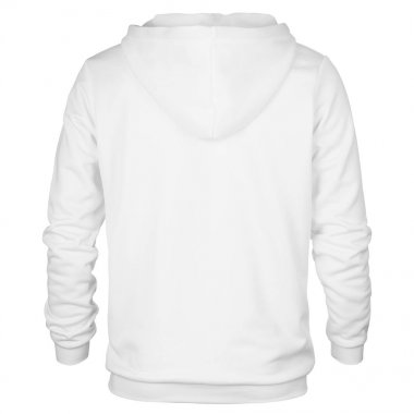 Beyaz arka plan üzerinde izole kapüşonlu beyaz sweatshirt arka 
