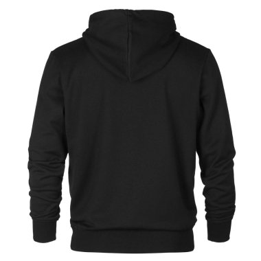 Beyaz arka plan üzerinde izole kapüşonlu siyah sweatshirt Arkası 