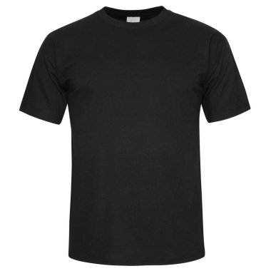 Siyah erkeklerin ön beyaz arka plan üzerinde izole t-shirt kesti