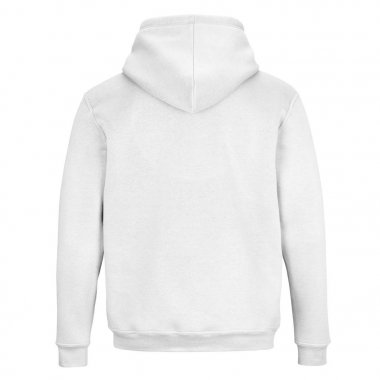 Beyaz arka plan üzerinde izole kapüşonlu beyaz sweatshirt arka 
