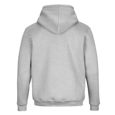 Beyaz arka plan üzerinde izole kapüşonlu gri sweatshirt arka 