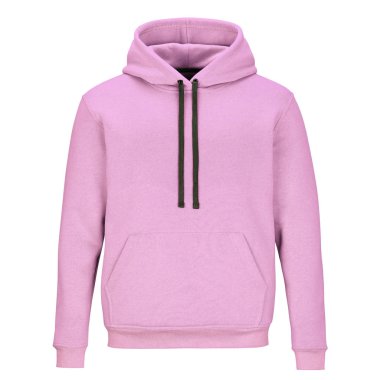 Beyaz arka plan üzerinde izole kapüşonlu pembe sweatshirt ön 