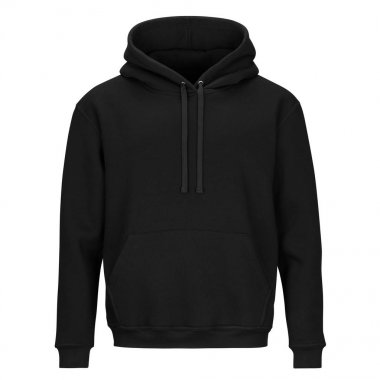 Beyaz arka plan üzerinde izole kapüşonlu siyah sweatshirt ön 