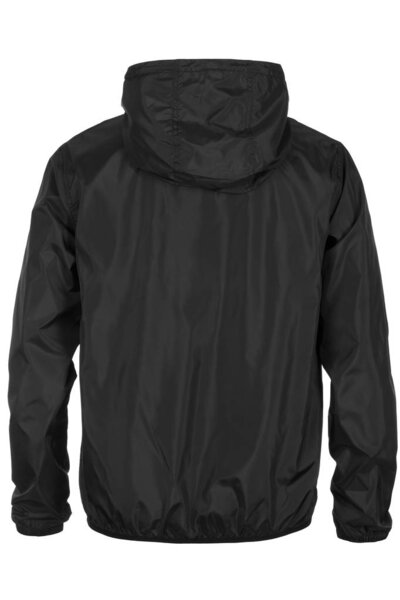 Back of black windbreaker  jacket isolated on white background