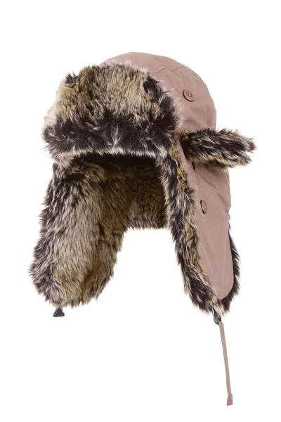 白い背景に隔離された暖かい茶色の冬のスポーツ帽子 — ストック写真