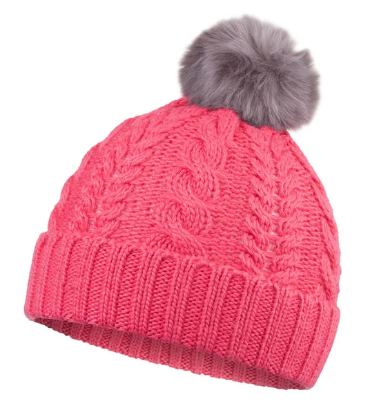 Chapéu Esporte Inverno Rosa Quente Isolado Fundo Branco — Fotografia de Stock