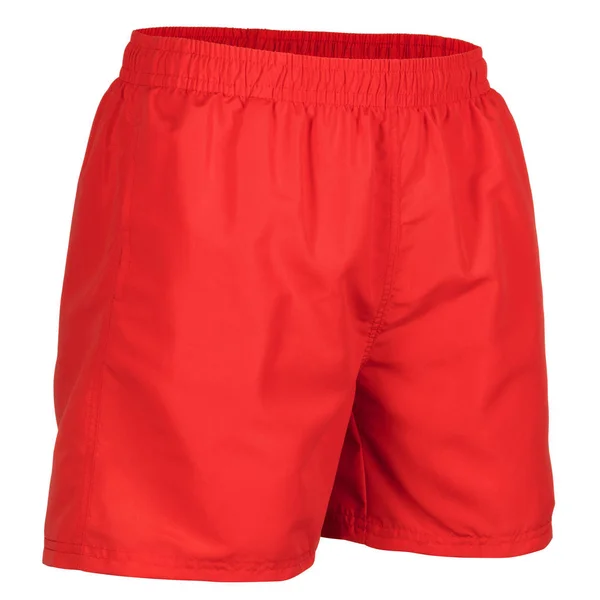 Rote Männer Shorts Zum Schwimmen Isoliert Auf Weißem Hintergrund — Stockfoto