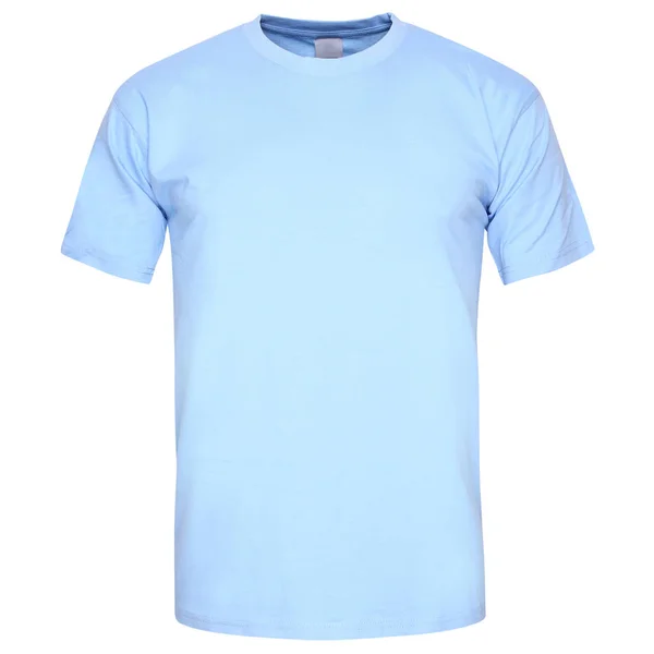 Przód Niebieskich Mężczyzn Cut Shirt Wyizolowany Białym Tle — Zdjęcie stockowe