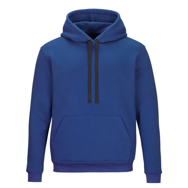 Front Blue Sweatshirt Hood Isolated White Background — Stock Photo, Image