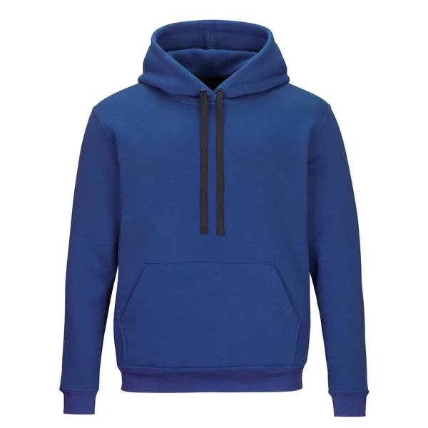 Beyaz arka plan üzerinde izole kapüşonlu mavi sweatshirt ön 
