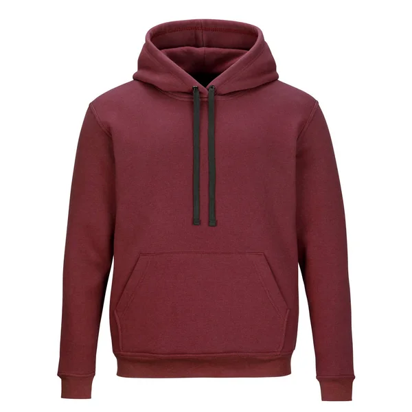 Beyaz arka plan üzerinde izole kapüşonlu kırmızı sweatshirt ön 